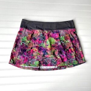 Lululemon Pace Rival Mid Rise Skort Sz 8 Tall Vivid Floral Athletic Tennis Skirt